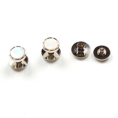 CB-3 Bottone a pressione rotondo in madreperla bianca oro e argento