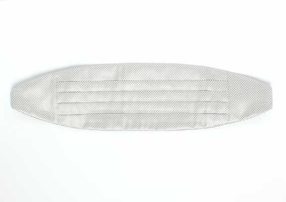 CM-985 Cummerbund in jacquard di seta di produzione giapponese, motivo piqué, grigio chiaro