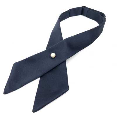 CT-107 Cravatta incrociata, con faccia in seta, blu navy