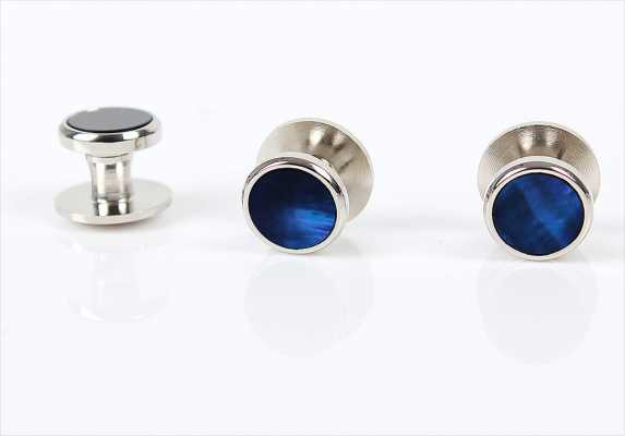 E-4-S Borchia in conchiglia rivestita colorata, blu navy