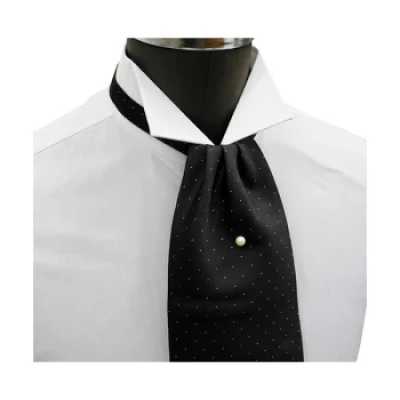 FAS-920 Cravatta ascot, nera con micro pois bianchi