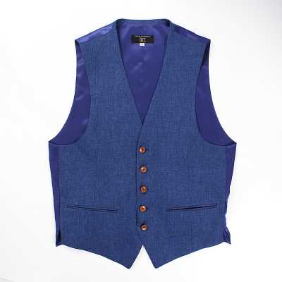 HLV-02 HARISSONS Gilet in lino blu