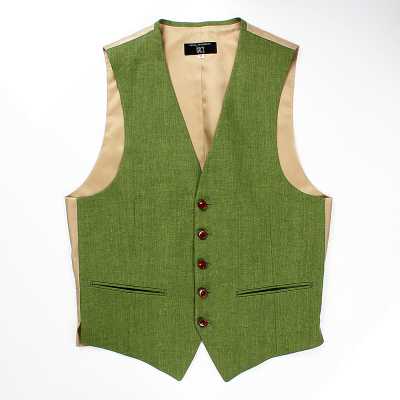 HLV-03 HARISSONS Gilet in lino verde
