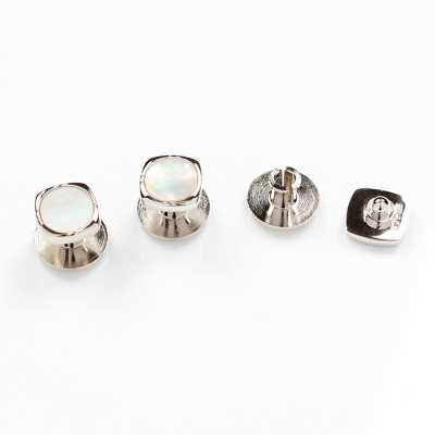 K-3 Bottone a pressione in argento sterling madreperla argento quadrato arrotondato