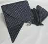 MS-301 Set Sciarpa, Cravatta E Fazzoletto, Blu Navy, Motivo A Pois