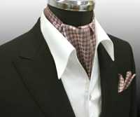 MS-5007 Cravatta Ascot Annodata A Mano E Fazzoletto A Quadri Rosa[Accessori Formali] Yamamoto(EXCY) Sottofoto