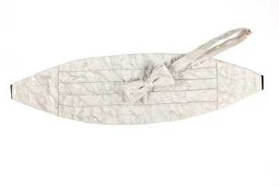 NCM-3 Fascia realizzata in tessuto Nishijin-ori, onde argento bianco