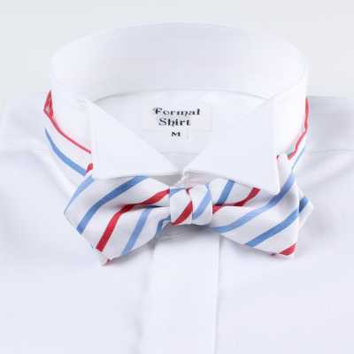RBF-6258-77 Papillon casual a righe a matita bianco/rosso