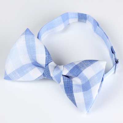 RBF-7047-10 Papillon casual a quadri a blocchi blu/bianco