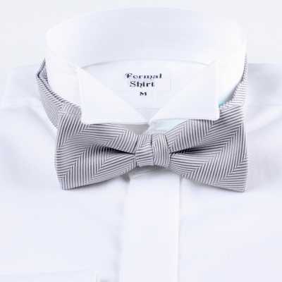 RBF-8007-24 Papillon casual, motivo a spina di pesce, grigio