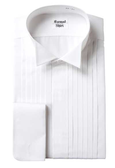 ST-1000 Camicia da smoking formale, camicia con collo diplomatico, davanti plissettato, abbottonatura nascosta, bianca