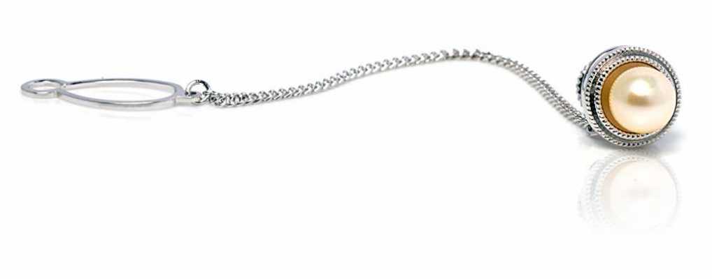 TA-1 Fermacravatta in perla vera, argento sterling (argento 925) Made in Japan