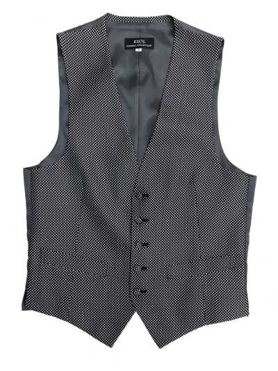 V-153N Gilet formale jacquard a quadri in seta blu navy