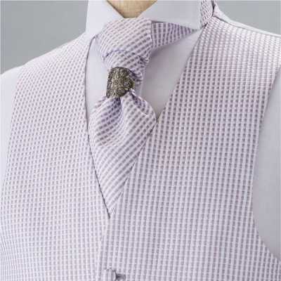 V-21 Gilet formale Made in Japan, motivo a quadri, viola