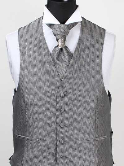 V-24 Gilet formale Made in Japan spina di pesce argento