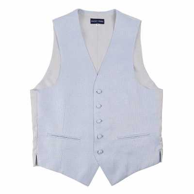 V-27 Gilet formale prodotto in Giappone a microquadri azzurro cielo