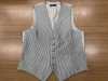 V-3004-O Gilet Formale Poliestere Jacquard Made In Japan Motivo A Righe Oro