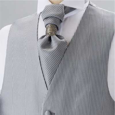 V-3005 Gilet formale, Prodotto in Giappone, motivo a righe grigie