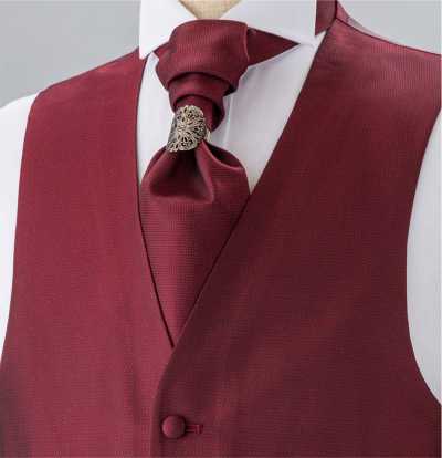 V-302 Gilet formale in jacquard di seta bordeaux