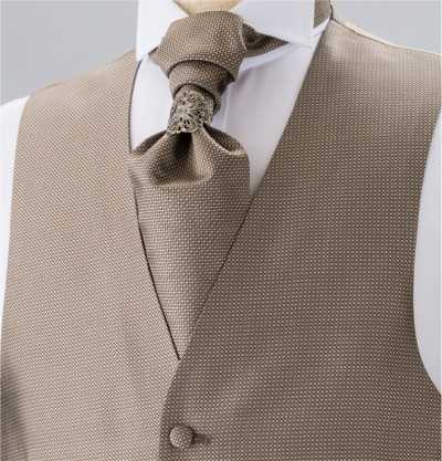 V-303 Gilet formale, jacquard di seta, marrone