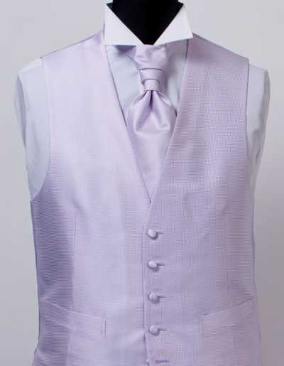 V-803 Gilet formale in jacquard di seta a quadri lavanda
