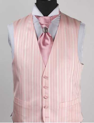 V-987PI Gilet formale in seta jacquard a righe rosa