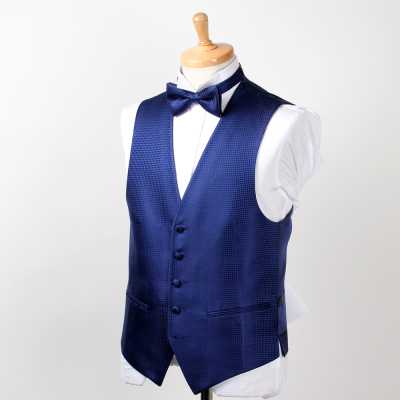 VANNERS-V-009 Gilet formale VANNERS a pied de poule blu navy
