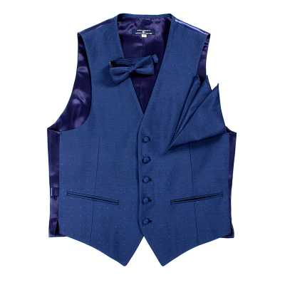 VANNERS-V-28 Gilet in tessuto VANNERS, motivo a pois, jacquard effetto denim, blu navy