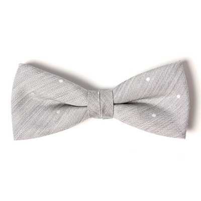 VBF-29 Papillon realizzato con tessuto VANNERS, motivo a pois, jacquard effetto denim, grigio ghiaccio