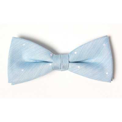 VBF-30 Papillon realizzato con tessuto VANNERS, motivo a pois, jacquard effetto denim, blu ghiaccio