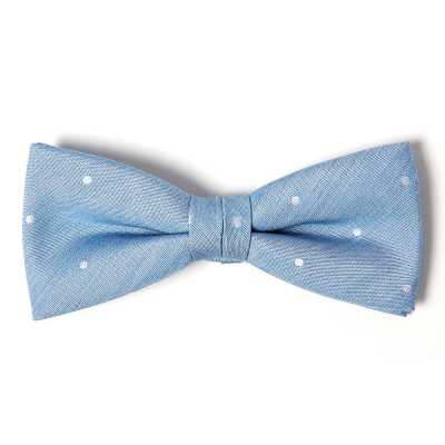 VBF-31 Papillon realizzato con tessuto VANNERS, fantasia a pois, jacquard effetto denim, blu indaco