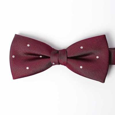 VBF-32 Papillon in seta VANNERS, a pois effetto denim, rosso vino
