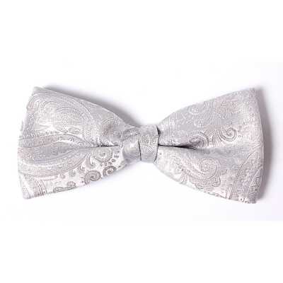 VBF-38 Papillon realizzato con tessuto VANNERS, motivo paisley, grigio chiaro
