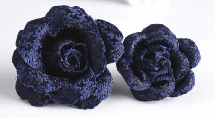 VBTA-09 VANNERS Boutonniere pied-de-poule blu navy
