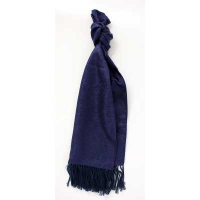 VST-1 Stola con motivo paisley blu navy realizzata con tessuto di seta VANNERS