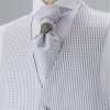 YT-19 Cravatta Ascot Jacquard Made In Japan (Euro Thai) Plaid Grigio Chiaro
