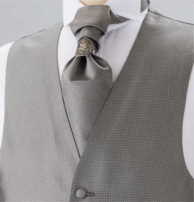 YT-300 Cravatta ascot in seta Made in Japan (cravatta europea) motivo komon grigio