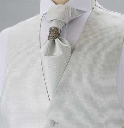 YT-301 Cravatta ascot in seta prodotta in Giappone (cravatta europea), stampa a microdisegno, argento