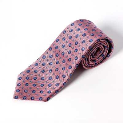 HVN-36 Cravatta in tessuto VANNERS, piccolo motivo geometrico, rosa