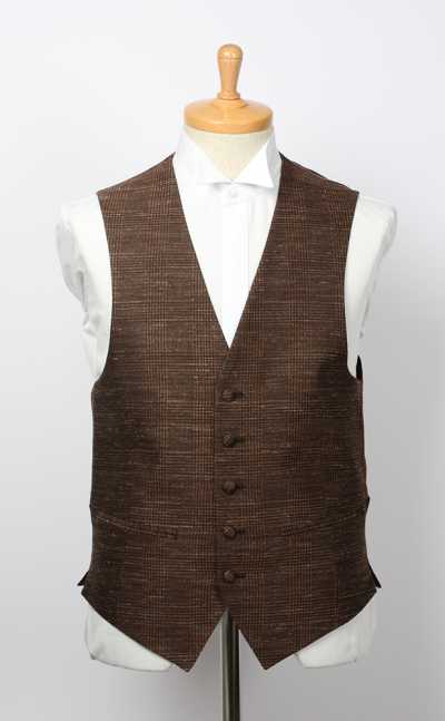 VANNERS-V-041 Gilet realizzato con tessuto tri-blend VANNERS, motivo check Glen, marrone