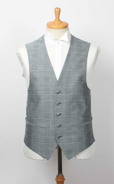 VANNERS-V-043 Gilet realizzato in tessuto tri-blend VANNERS, motivo Principe di Galles, grigio blu