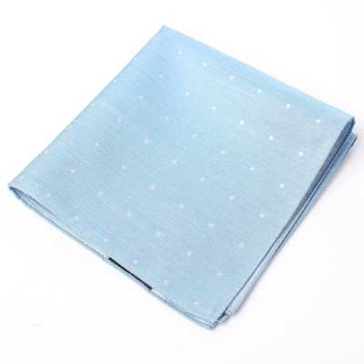 VCF-31 Fazzoletto da taschino realizzato con tessuto VANNERS motivo a pois jacquard effetto denim blu indaco