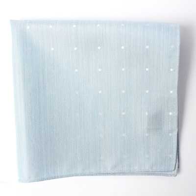 VCF-30 Fazzoletto da taschino realizzato con tessuto VANNERS a pois, jacquard effetto denim, blu ghiaccio