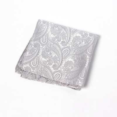 VCF-38 Fazzoletto da taschino realizzato con tessuto VANNERS, paisley, grigio chiaro