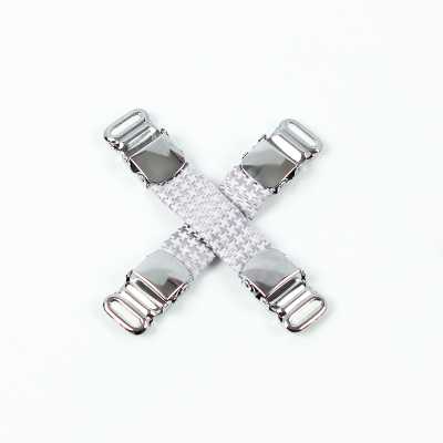 VAB-10 Giarrettiera per camicia in tessuto VANNERS, motivo pied-de-poule, argento