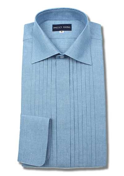 ST-512D Camicia in denim con pieghe e colletto ampio
