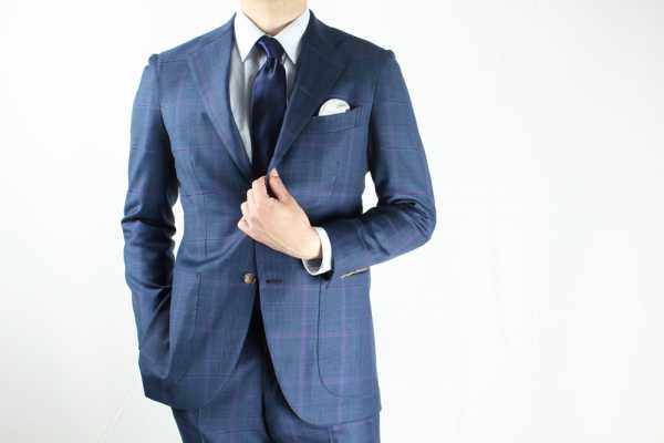 GXPSS1 Abito Singolo A Quadri Blu Con Tessuto DORMEUIL