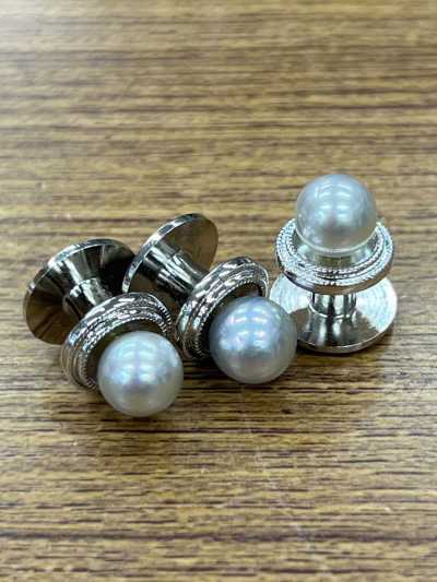 3002 Bottone a pressione One-Touch con perla nera argento