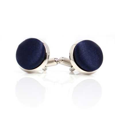 CUFF-V01 VANNERS Gemelli rivestiti in tessuto di seta, blu navy