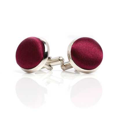 CUFF-V02 Gemelli rivestiti realizzati con tessuto in seta VANNERS, vinaccia